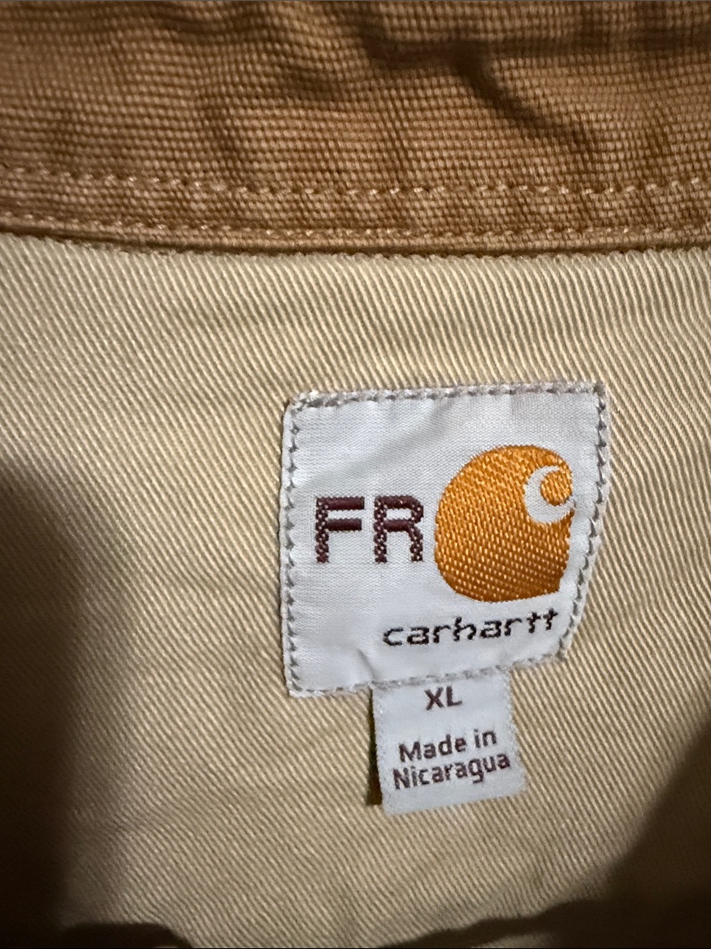 Carhartt Dark Brown Canvas Shirt Jacket with Tan Lining - Flame Resistant - Picture 2 of 3